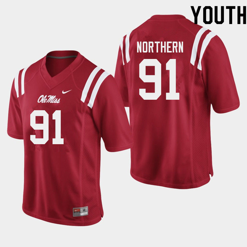 Youth #91 Hal Northern Ole Miss Rebels College Football Jerseys Sale-Red